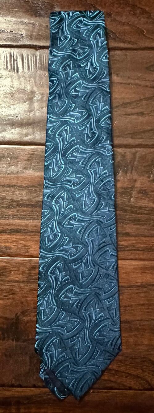 $325 NWT Charvet Paris Blue & Teal Fireworks Pattern 100% Silk Neck Tie